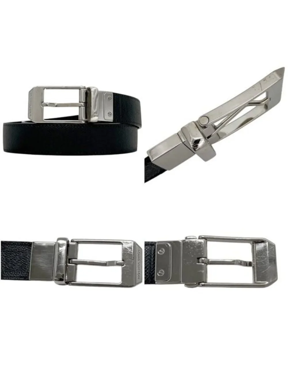 Louis Vuitton Belt Ceinture Seattle Black Gray Damier Graphite Waist 99 30